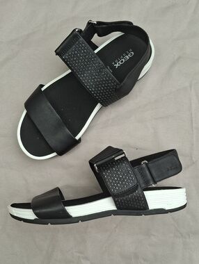 Geox Respira Black Sandals - Size EU 37.5 (US 7.5)